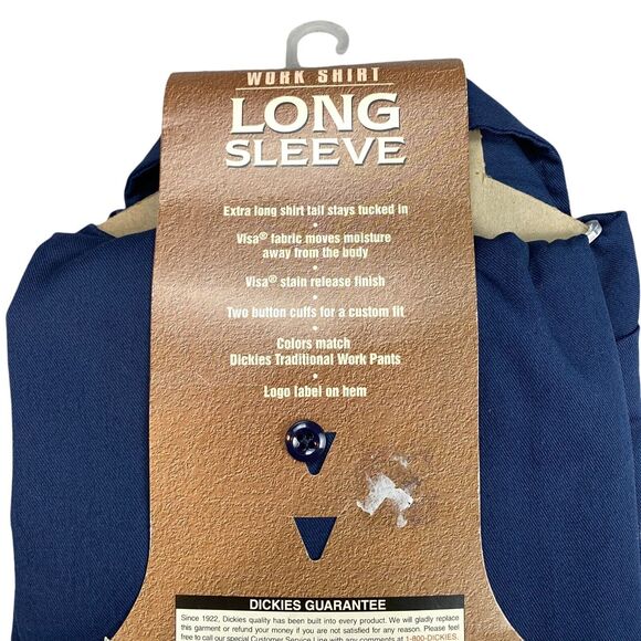 Dickies Shirt Mens M Navy Stain Release 574 Long Sleeve Uniform Work Button Down - Picture 6 of 10